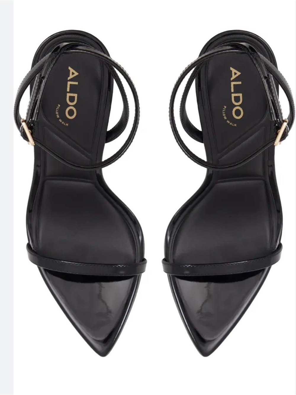 ALDO Black Pointed-Toe Ankle Strap Heels 👠